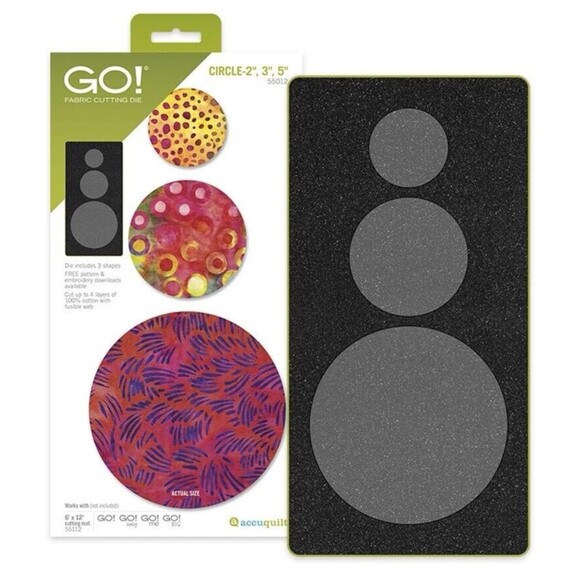 Accuquilt GO! Big Circle Die Set 2", 3", 5" Die , Circle Shape Cuts 3 Sizes, NEW - Picture 6 of 6